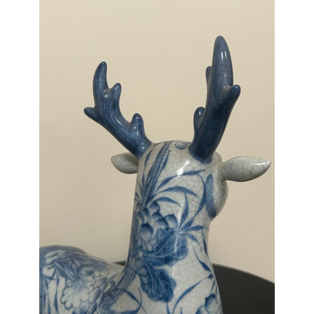Late 20th Century Thai Blue and White Ceramic Deer For Sale - Image 13 of 18