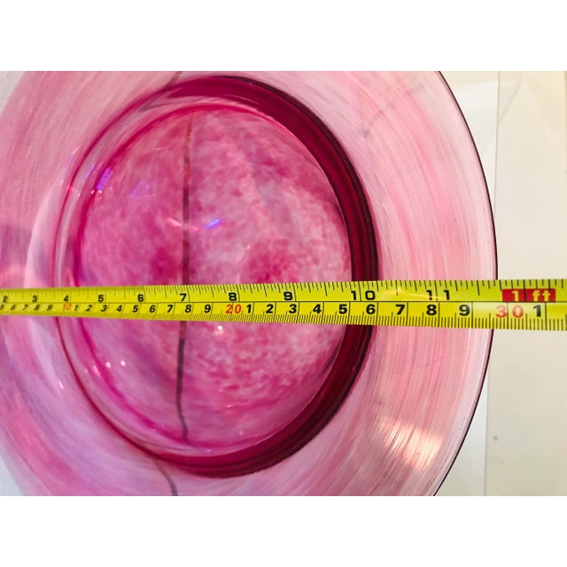 Glass Blown Glass Hot Pink Statement Bowl For Sale - Image 7 of 11