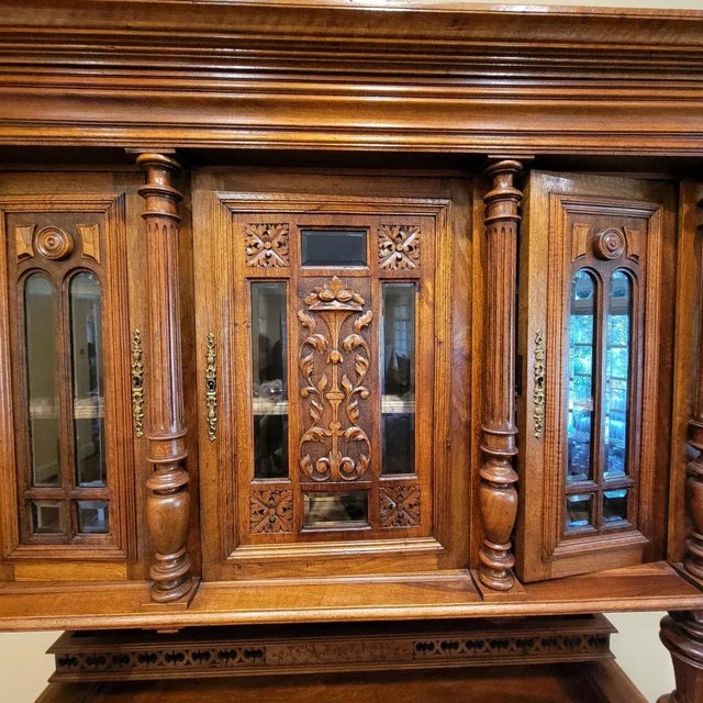 19th Century Belgian Renaissance Revival Carved Walnut Hunting Cupboard, Sideboard Cabinet, Circa 1880 For Sale - Image 12 of 12