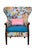 This fun Spring inspired chair is good for all seasons! A fun baby blue contemporary geometric floral adorns the frame. It...
