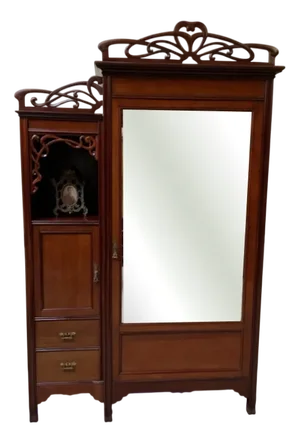 Antique Art Nouveau Wardrobe or Linen Cupboard, 1900s