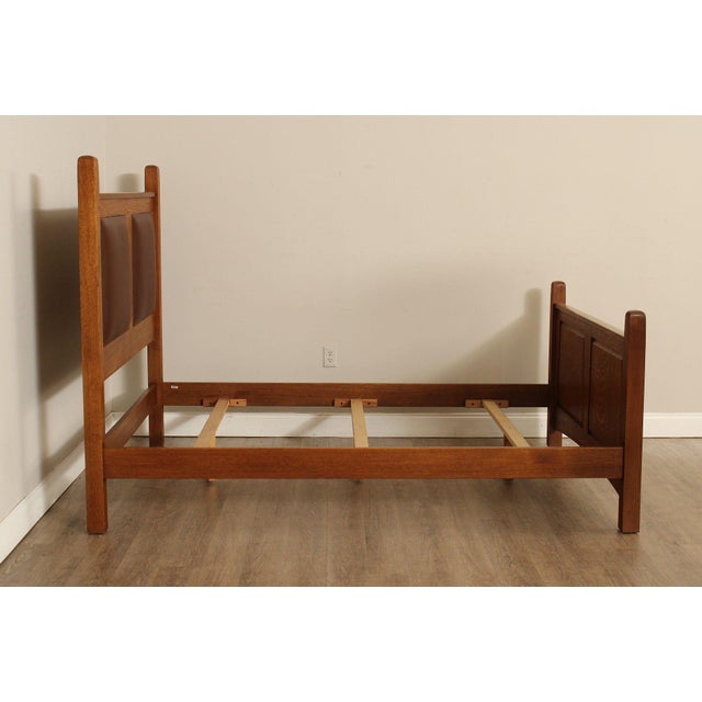 Stickley Mission Style Oak and Leather Queen Bed For Sale - Image 16 of 18
