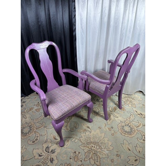 Hollywood Regency Custom Lilac Lacquered Queen Anne Dining Chairs - Set of 8 For Sale In Phoenix - Image 6 of 8