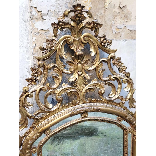 Antique Mirror with Wooden Frame For Sale - Image 3 of 6