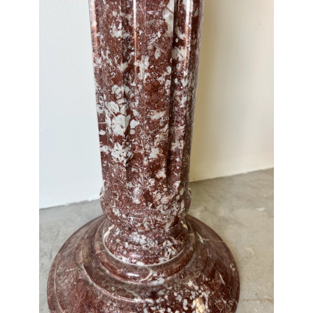 1960s Vintage Italian Red Marble Carved Column Pedestal For Sale - Image 5 of 11