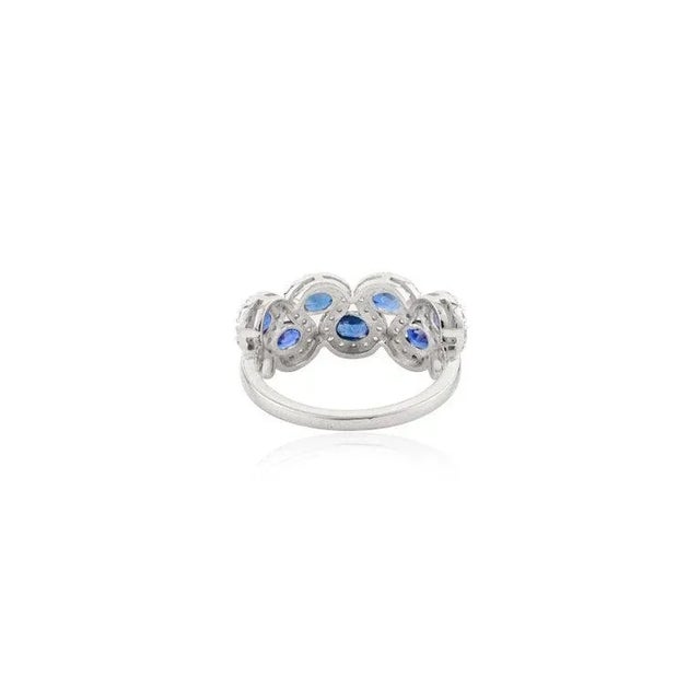 Blue Gorgeous 1.59 Carats Blue Sapphire and Diamond Engagement Ring Size 6.5 For Sale - Image 8 of 11