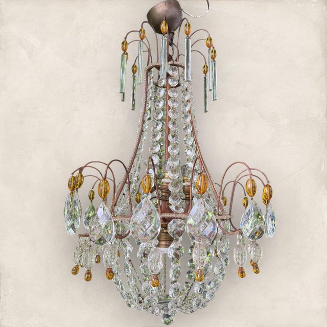 Rococo Vintage Italian Murano Chandelier, 1940s For Sale - Image 3 of 7