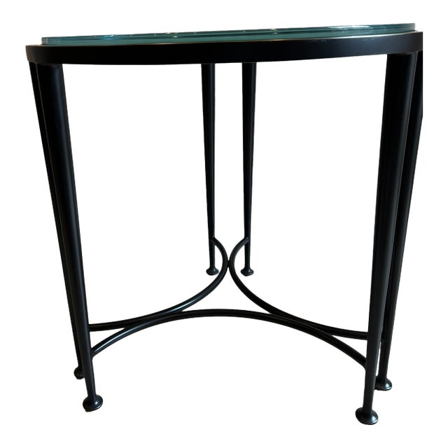 Baker Classico End Table, Blackened Bronze, Thick Glass Top, Baa3451 For Sale