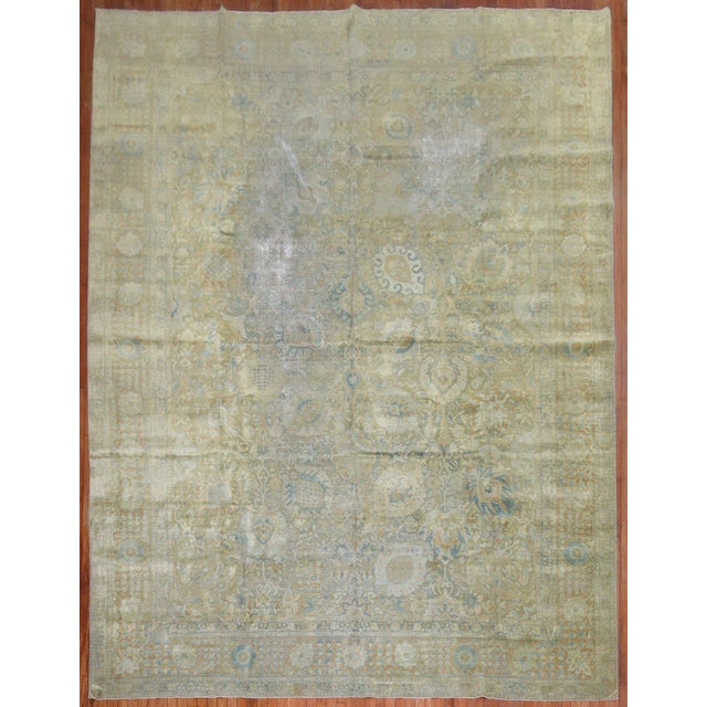 Antique Zabihi Collection Persian Tabriz Worn Room Size Rug - 10'3" x 13'2" For Sale - Image 4 of 12