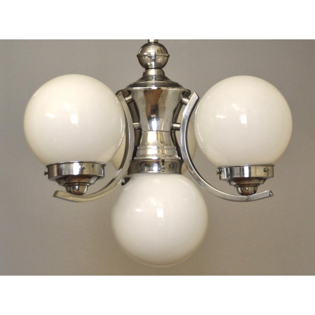 Metal Vintage Bauhaus Glass Chandelier, 1930s For Sale - Image 7 of 11