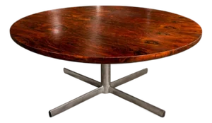 Round Dining Table in Hardwood and Metal, Jorge Zalszupin, 1960s