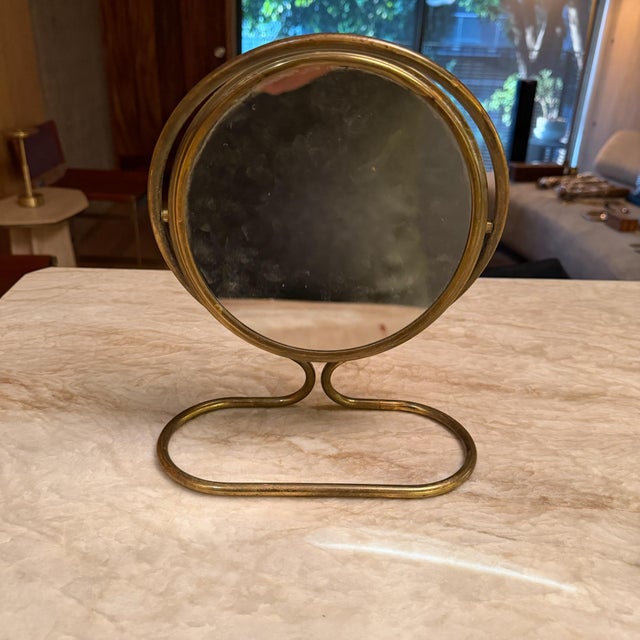 Maison Arlus Vintage Brass Swivel Vanity Mirror Hollywood Regency Mid Century Era For Sale - Image 4 of 9