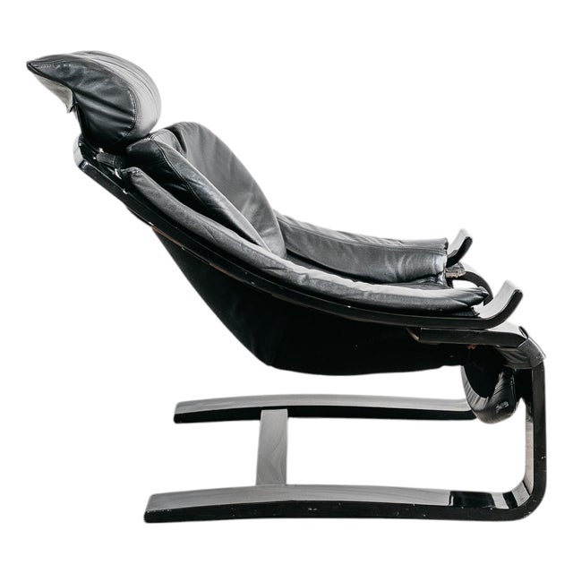 Leather and Wood Kroken Armchair by Åke Fribytter for Nelo MÖbel, Sweden, 1970s For Sale