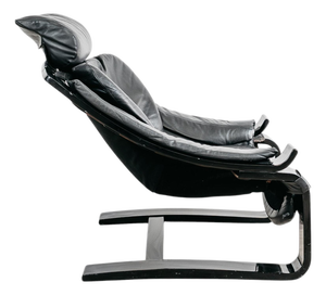 Leather and Wood Kroken Armchair by Åke Fribytter for Nelo MÖbel, Sweden, 1970s