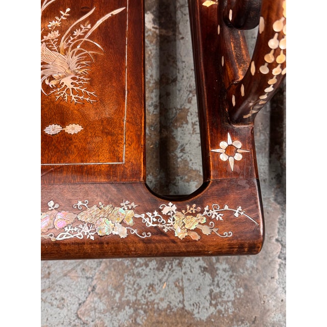 Vintage Chinoiserie Mother-of-Pearl Moon Gazing Recliner Chairs, Pair For Sale In San Francisco - Image 6 of 12
