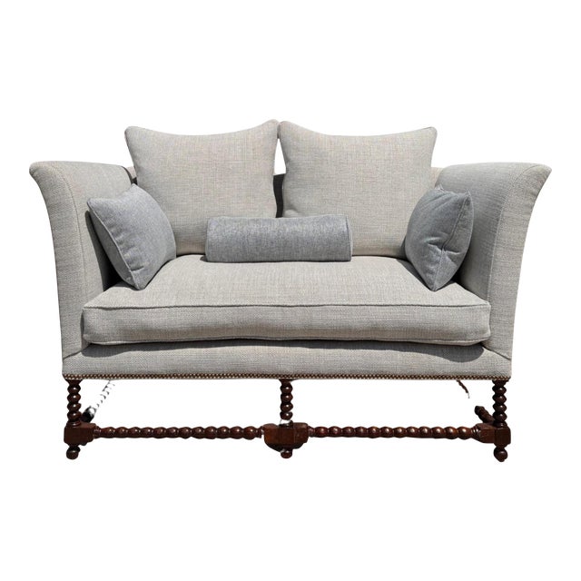 18th C Style Italian Walnut Down Sofa Settee by Randy Esada Designs For Sale