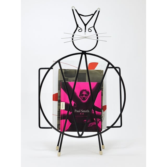 Mid-Century Modern Mid-Century Cat Shaped Magazine Stand in Iron, Italy, 1950s For Sale - Image 3 of 18