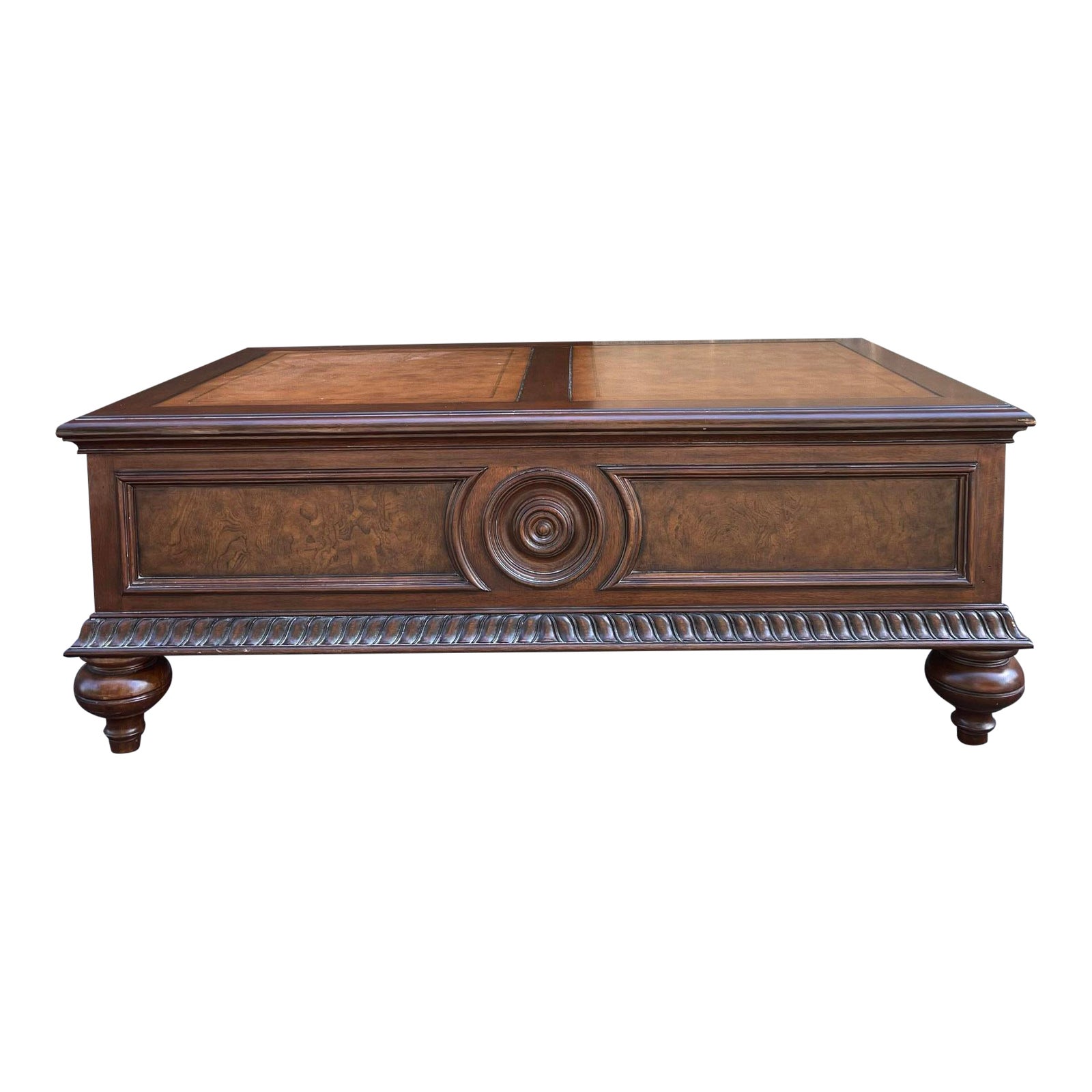 Ethan Allen Townhouse 2 Drawer Leather Top Coffee Table Chairish