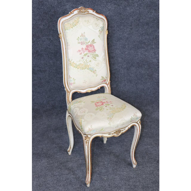 Set 4 Louis XV Style Paint Decorated French Dining Room Chairs For Sale - Image 16 of 18