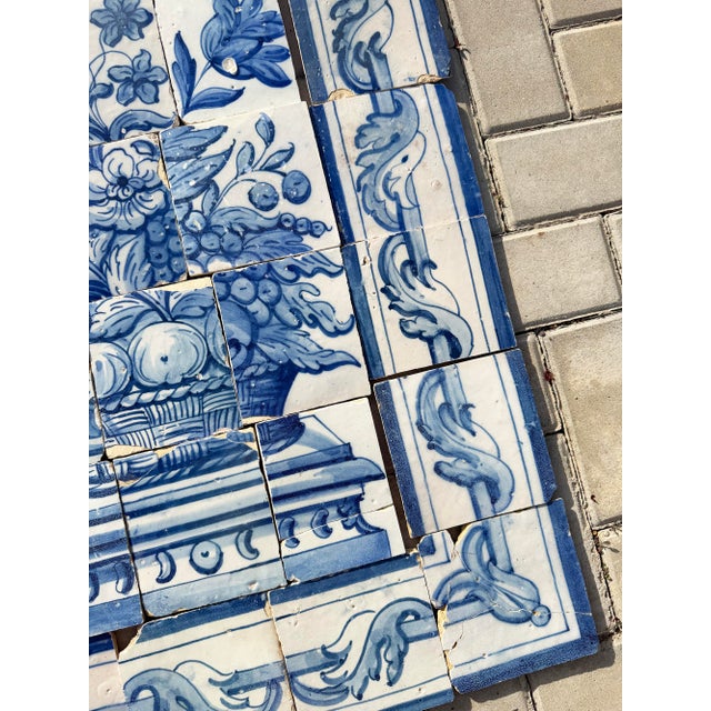 Antique 18th Century Portuguese Blue & White Abundance Basket Tile Panel For Sale - Image 14 of 16