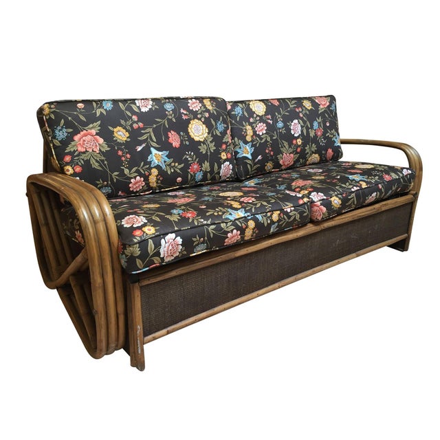 Vintage Bamboo Rattan Sofa Bed | Chairish