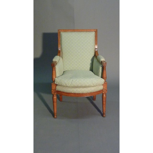 French Late 18th Century Petit Bergere, Handcarved Beechwood, New Upholstery For Sale - Image 3 of 10
