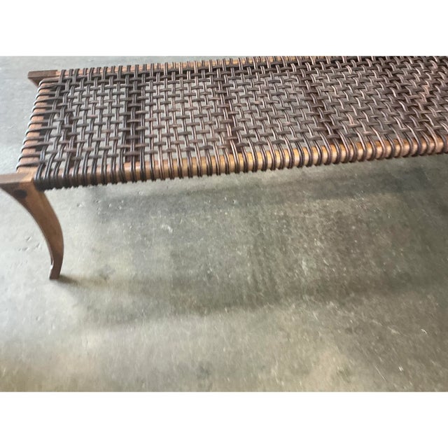 2000 - 2009 Mid Century Solid Walnut Klismos Ottoman For Sale - Image 5 of 8