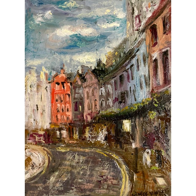Scottish Street Scene, Oil Painting, by Van Ness For Sale - Image 4 of 9