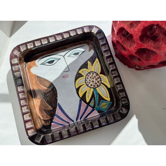 Face Illustration Ceramic Bowl by Mari Simmulson for Upsala Ekeby, Sweden, 1960s For Sale - Image 4 of 7