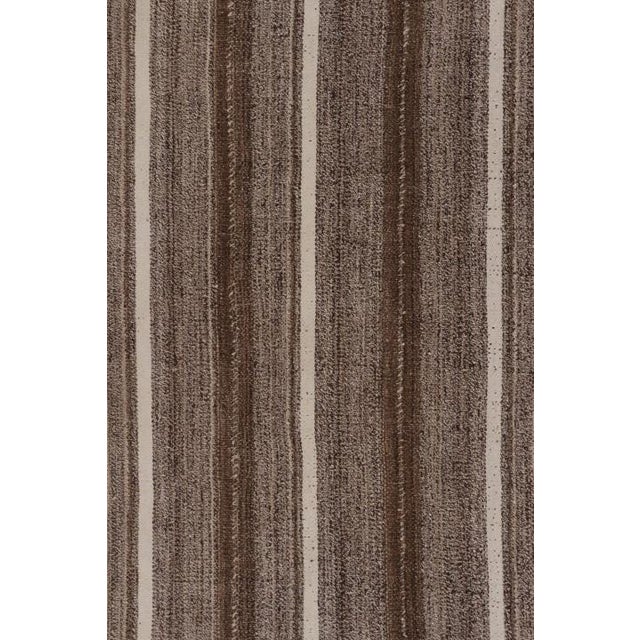 Vintage Persian Kilim in Beige and Brown Stripes - Rug & Kilim For Sale In New York - Image 6 of 10