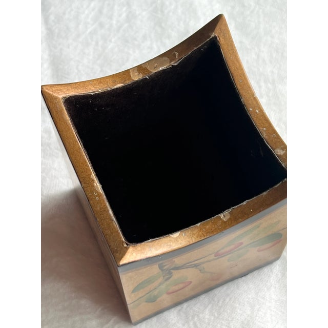 1990s Chinoiserie Black & Gold Desk Set With Cherries For Sale - Image 5 of 7