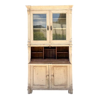 Vintage Distressed Drop Front Secretary Cabinet For Sale
