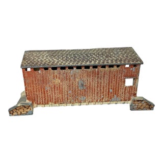 Vintage 20th Century Hand Painted Cast Metal Train Bridge Still Coin Dime Bank For Sale