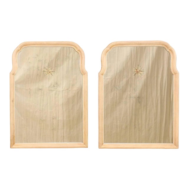 Vintage Mid Century Sunburst Églomisé Central Motif Wall Mirrors - a Pair For Sale