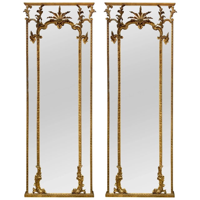 18th Century Italian Carved and Giltwood Floor Mirrors - A Pair For Sale - Image 9 of 9