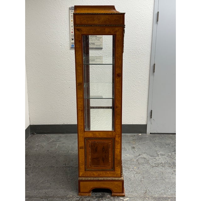 Early 20th Century Louis XVI Style Marquetry Vitrine Display Cabinet, Vintage For Sale - Image 5 of 12