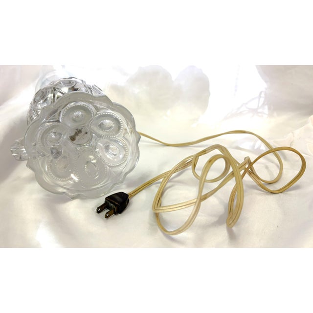 Antique Egg Pattern Pressed Glass Electrified Oil Lamp For Sale - Image 9 of 9