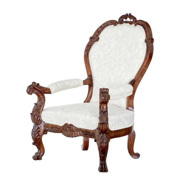 Mid 19th Century Carved Walnut Armchair For Sale - Image 11 of 11