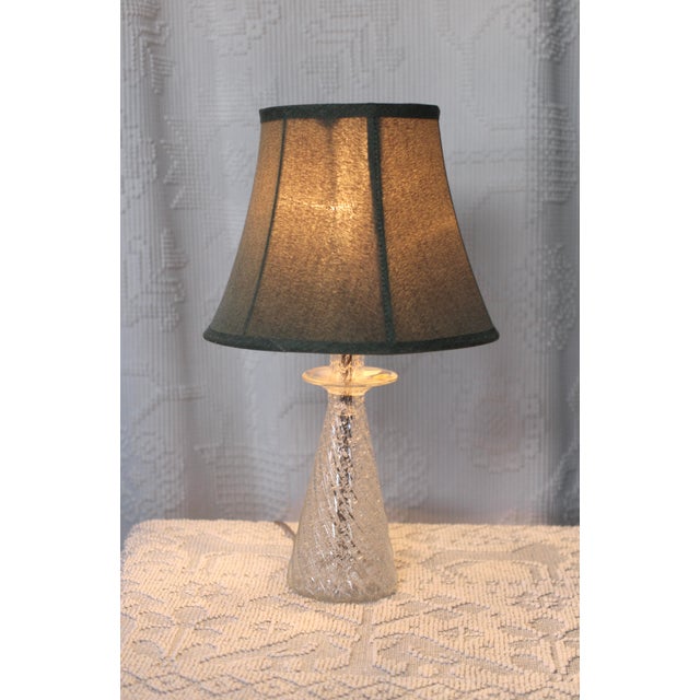 1960s 1960s Clear Murano Table Lamp With Green Lampshade For Sale - Image 5 of 13