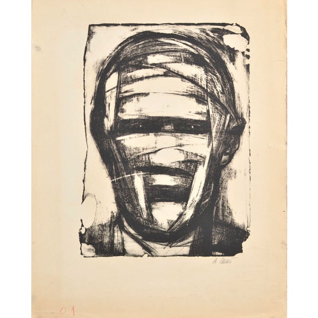 Alberts Goltjakovs, Portrait, 1950s, Monotype, in Good conditions. Designed 1950 to 1959 This piece has an attribution...