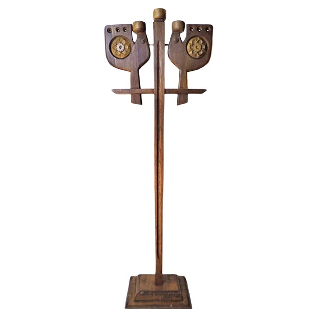 Wood Candelabra, 1960s For Sale