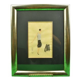 Lanvin of Paris C1920s Fashion Model Original Watercolour For Sale
