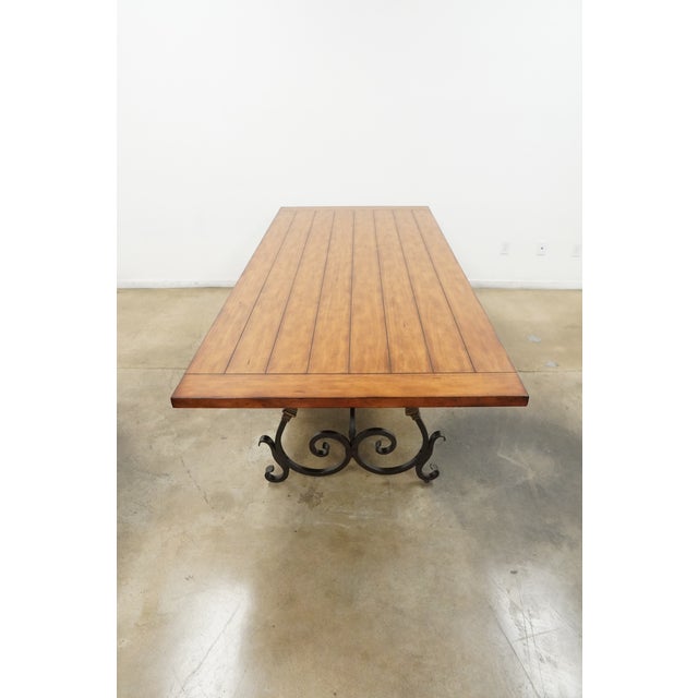 Vintage Wood Top Dining Table With Iron Base For Sale - Image 15 of 15