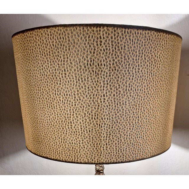 Metal Vintage Floor Lamp with Brass Base and Fabric Shade from Lamplove, 1960s For Sale - Image 7 of 9
