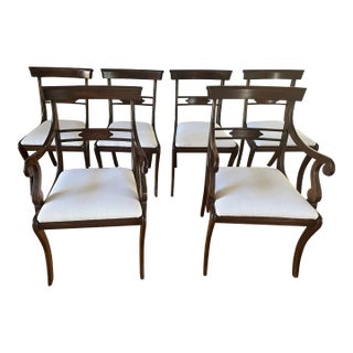 20th Century Regency Style Hardwood Dining Chairs - Set of 6 For Sale