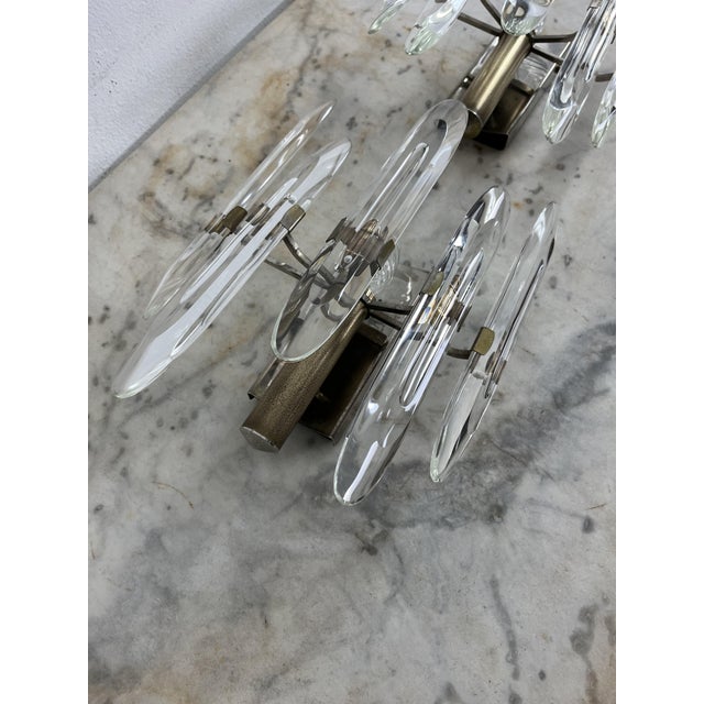 Mid-Century Modern Mid-Century Modern Murano Glass and Brass Wall Lamps from Sciolari, 1960s, Set of 2 For Sale - Image 3 of 18