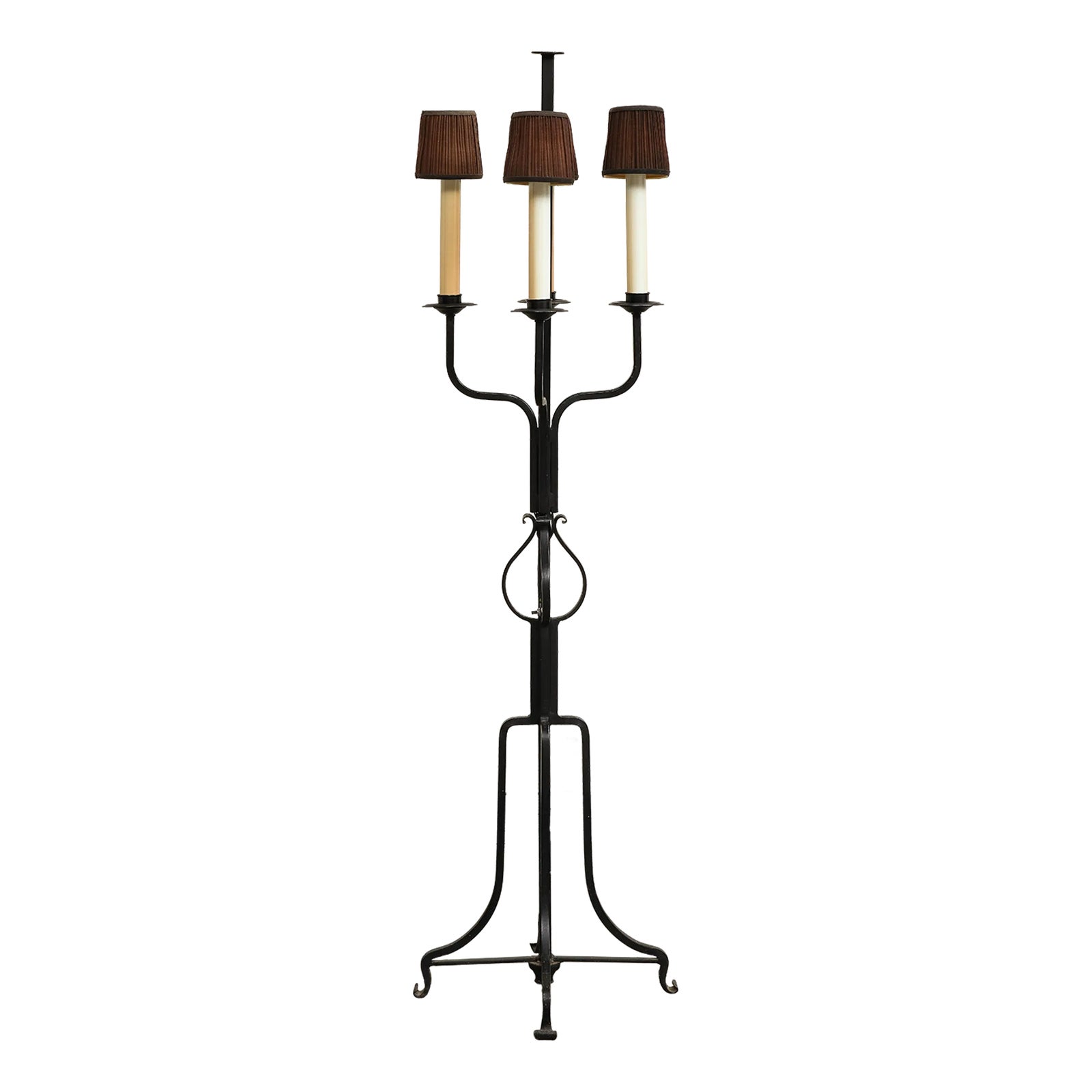 Midcentury Iron Candlestick Floor Lamp, Attributed to Tommi Parzinger Chairish