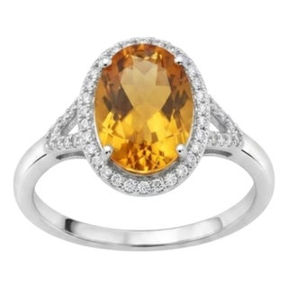Natural Yellow Tourmaline & Diamond Ring in 18k Gold For Sale