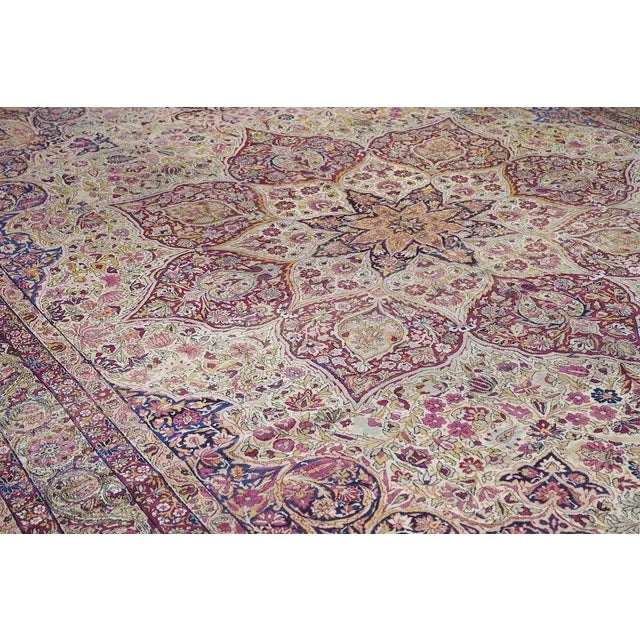Late 18th Century Antique Ivory Lavar Kerman Rug 10'1'' x 14'11'' For Sale - Image 10 of 12