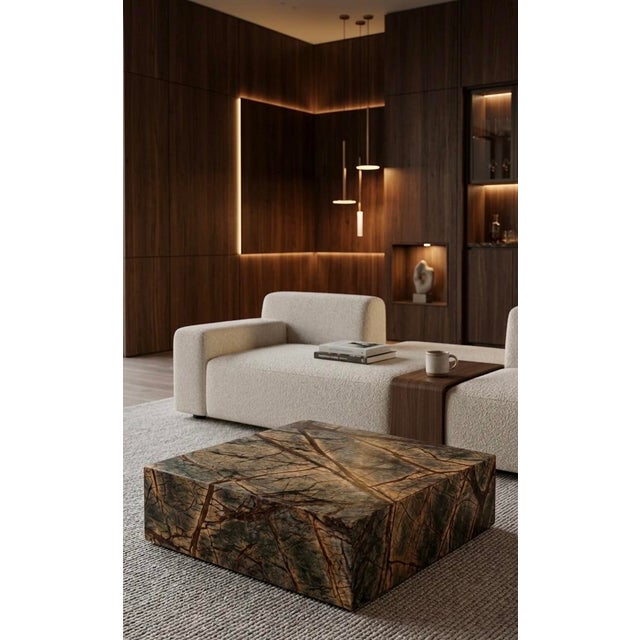Stone Marble Coffee Table in Marmo Forest Brown by Andrea Grasso For Sale - Image 7 of 7